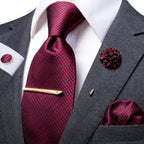 Men's burgundy silk tie, perfect for formal events and business attire