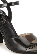 Rag Company's tinted clear strap block heel sandals in black for stylish outings
