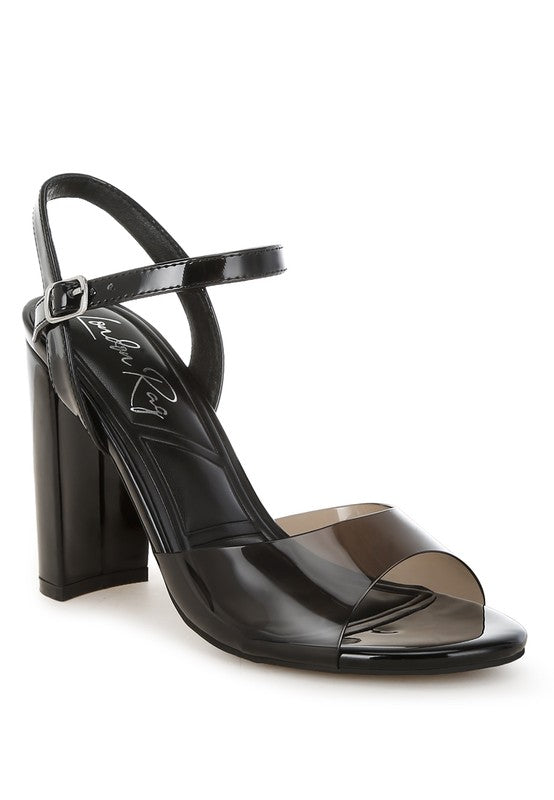 Women's tinted clear strap block heel sandals for stylish outings