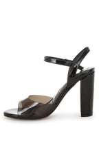 Women's tinted clear strap block heel sandals for stylish outings
