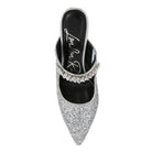 Rag Company Twinklet party heels with sparkling silver design and elegant rhinestone strap