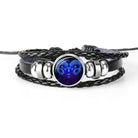 Unique zodiac sign wristbands for men featuring braided leather and a blue ram emblem