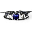 Unique zodiac sign wristbands made with braided leather and a stunning celestial design