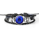 Unique zodiac sign wristbands featuring a vibrant lion design on braided leather band