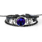 Unique zodiac sign wristbands with braided leather and stylish metallic accents for astrology lovers