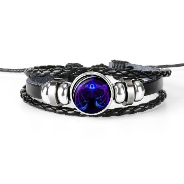 Unique zodiac sign wristbands with braided leather and stylish metallic accents for astrology lovers