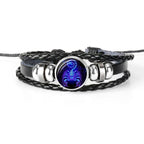 Unique zodiac sign wristbands with a scorpion design, featuring braided leather and metal accents