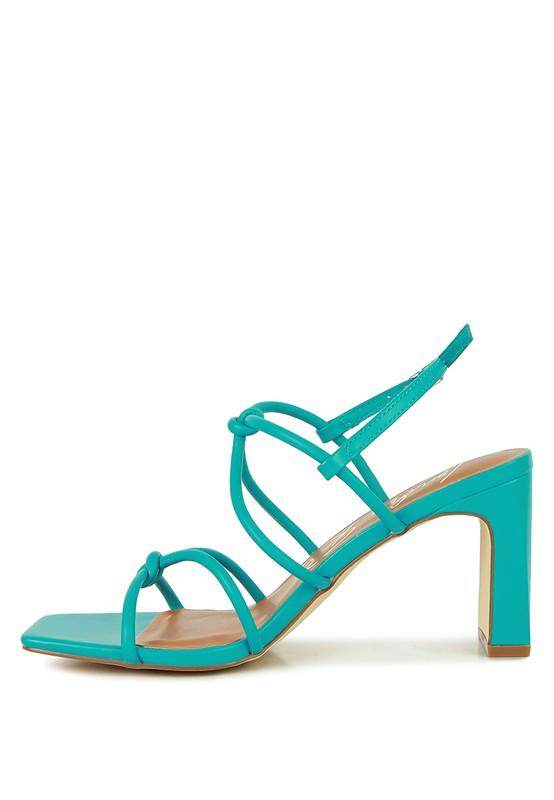 Rag Company vacation style sandals in teal with stylish ankle straps and block heels