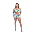 Athina vacation two piece set featuring off-shoulder floral crop top and matching high-waist shorts