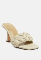 London Rag International Women's Heels in Cream, perfect vacation worthy footwear with braided design
