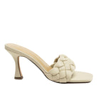 London Rag Women's Heels in Beige with Braided Design, ideal vacation worthy footwear