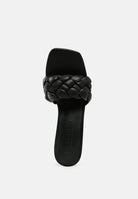 Women's London Rag International Black Heels with Braided Strap, perfect for vacation worthy footwear