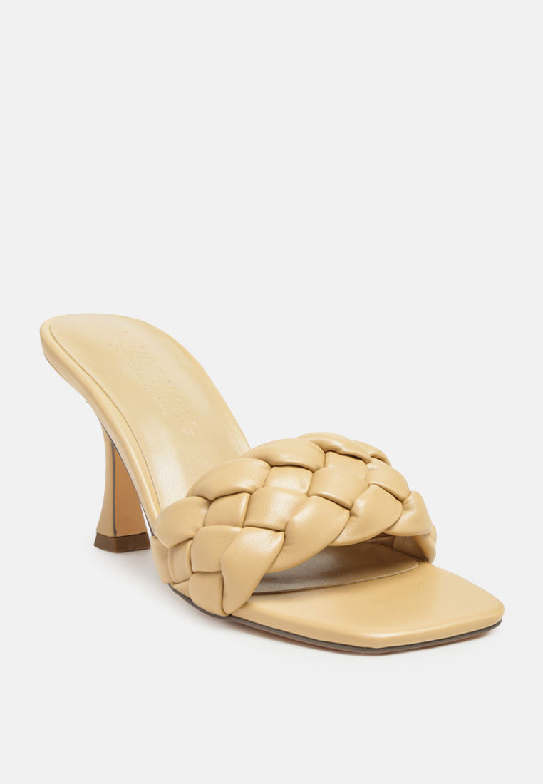 London Rag International Women's Heels in Beige, perfect vacation worthy footwear with a stylish woven design