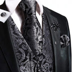 Elegant black vest and tie sets for men, perfect for formal occasions