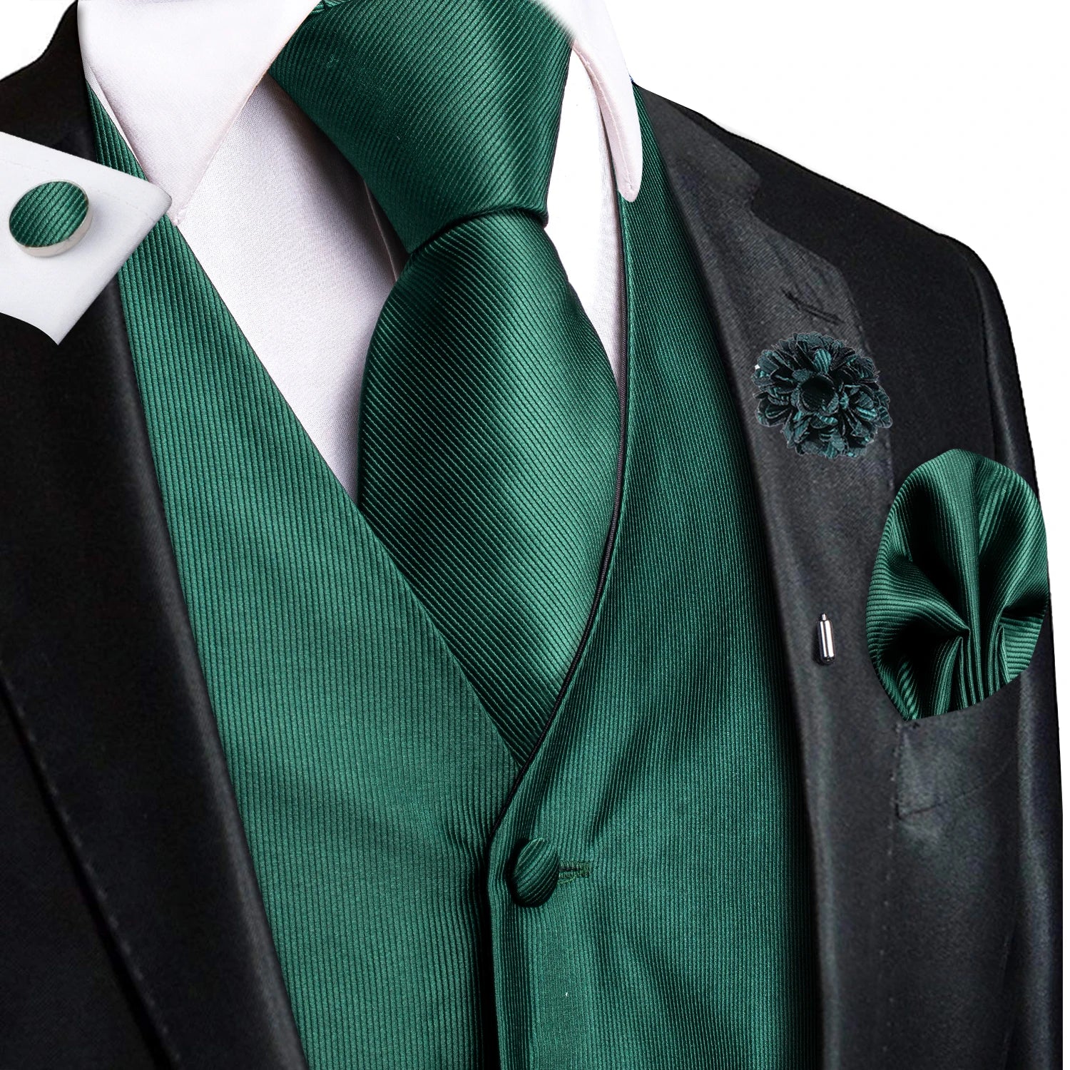 Men's green vest and tie sets for men, perfect for formal occasions