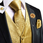 Gold vest and tie sets for men, perfect for formal events