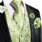 Elegant green vest and tie sets for men, perfect for formal events
