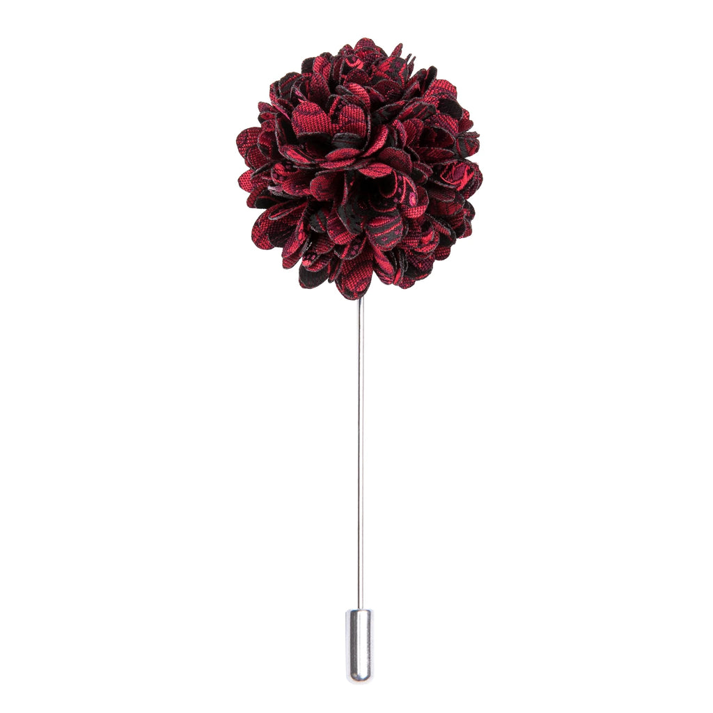 Red floral lapel pin for men's vest and tie sets for men