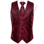Red paisley vest and tie sets for men, formal events attire