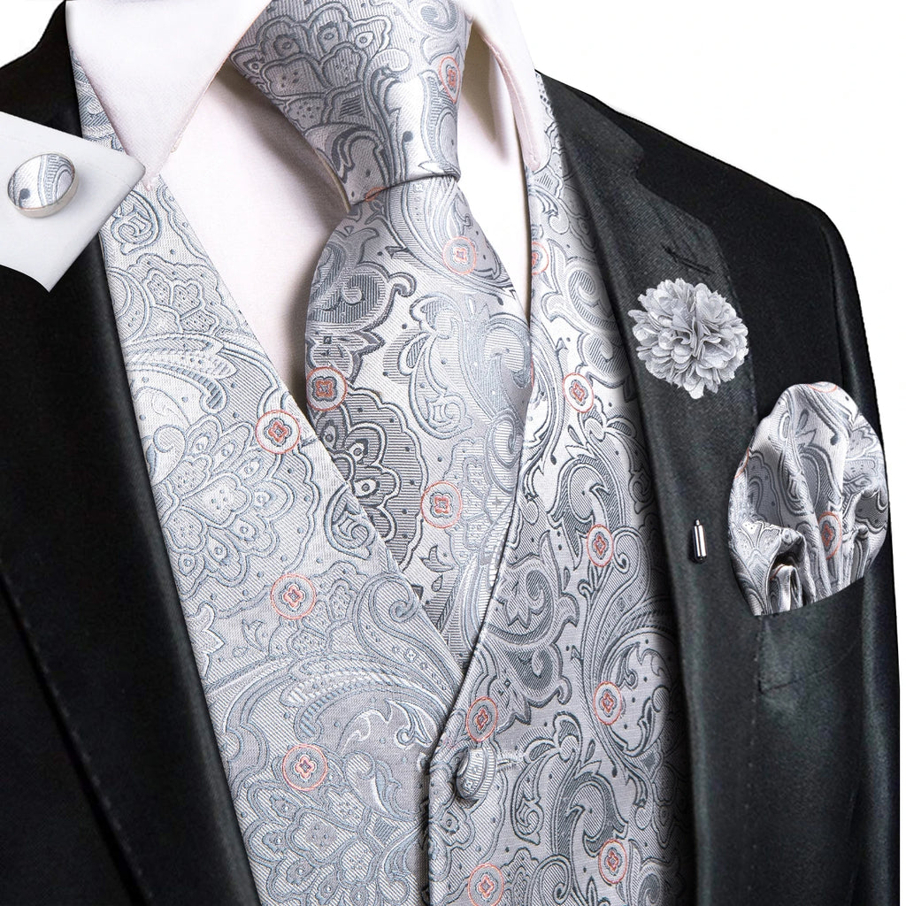 Elegant grey vest and tie sets for men, perfect for weddings