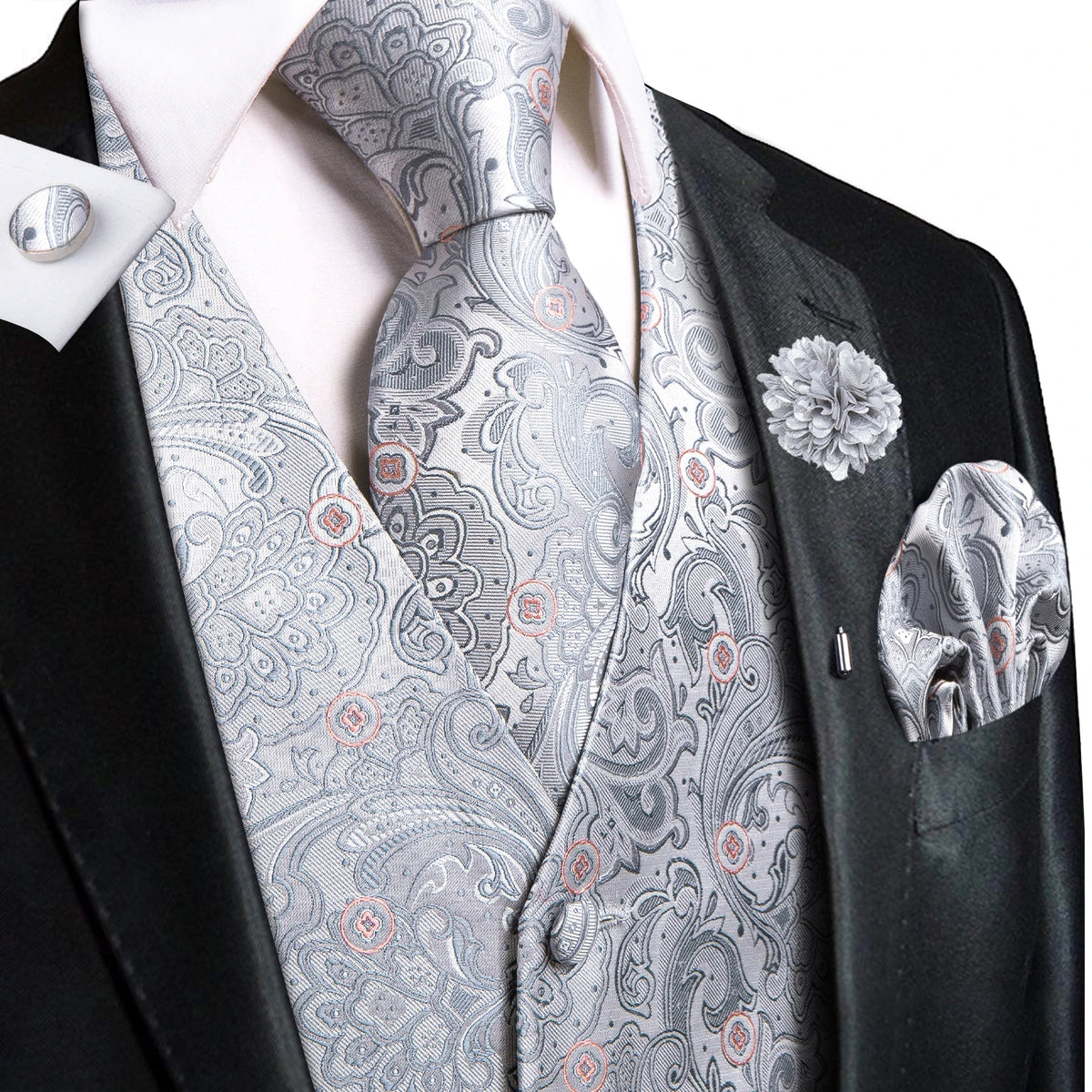 Elegant grey vest and tie sets for men, perfect for weddings
