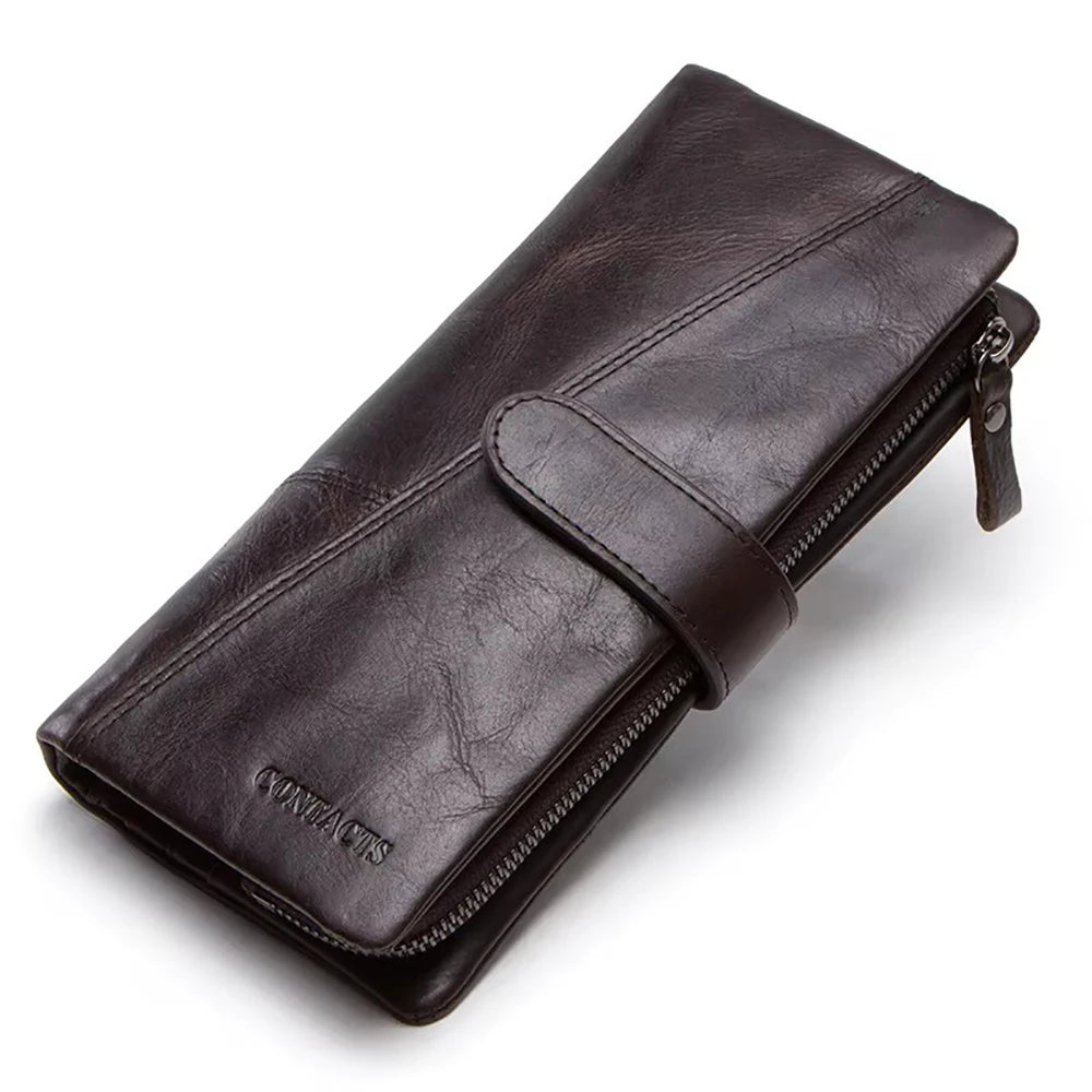 Brown leather wallet for men by VacationGrabs, stylish and functional
