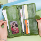 Green leather wallet for men, perfect for everyday use