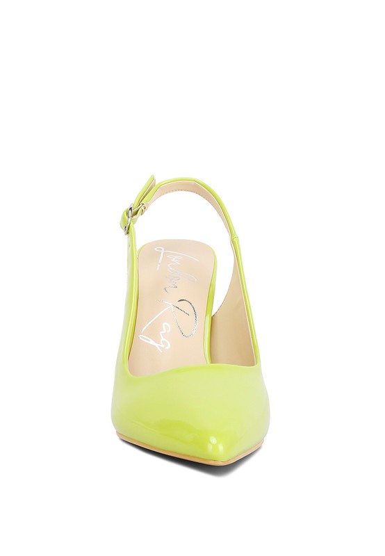 Rag Company women's slingback block heel sandals in bright yellow, perfect for summer outings