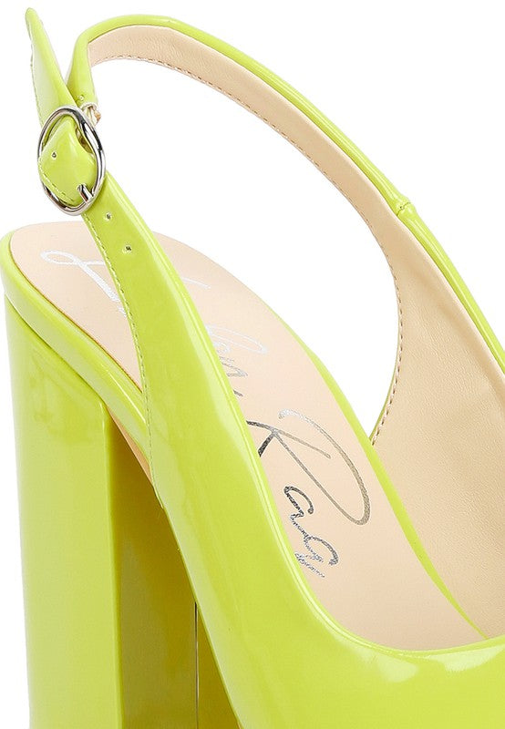 Lime green women's slingback block heel sandals, stylish and versatile