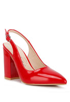 Red women's slingback block heel sandals for stylish summer wear