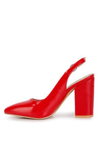 Red women's slingback block heel sandals for stylish occasions
