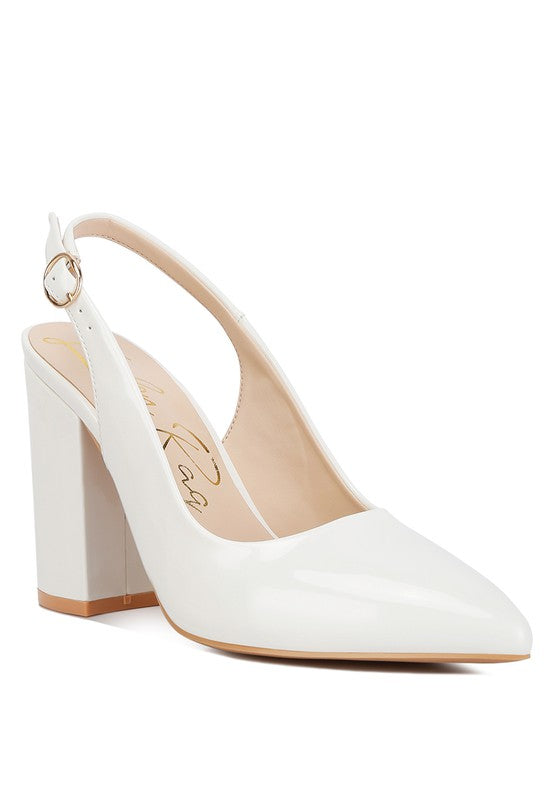 women's slingback block heel sandals in white for elegant occasions