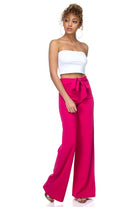 women's tie front pants in vibrant pink, perfect for stylish outings