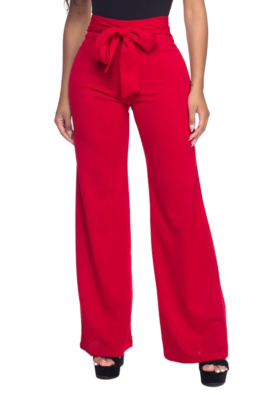 Cemi Ceri women's tie front pants in red, perfect for stylish outings