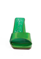 Women's triangular block heel sandals in green, perfect for stylish outfits