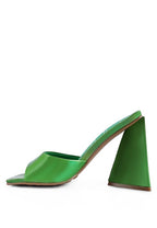 Green women's triangular block heel sandals for stylish occasions