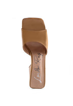 Rag Company women's triangular block heel sandals in tan, stylish for casual outings