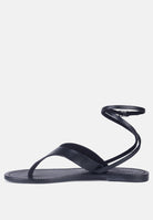 Stylish black wrap up tie flat sandals from London Rag International for a chic summer look