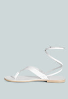 White London Rag wrap up tie flat sandals featuring stylish ankle straps for a trendy look