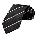 Black striped tie, silk fabric, how to fold a pocket square