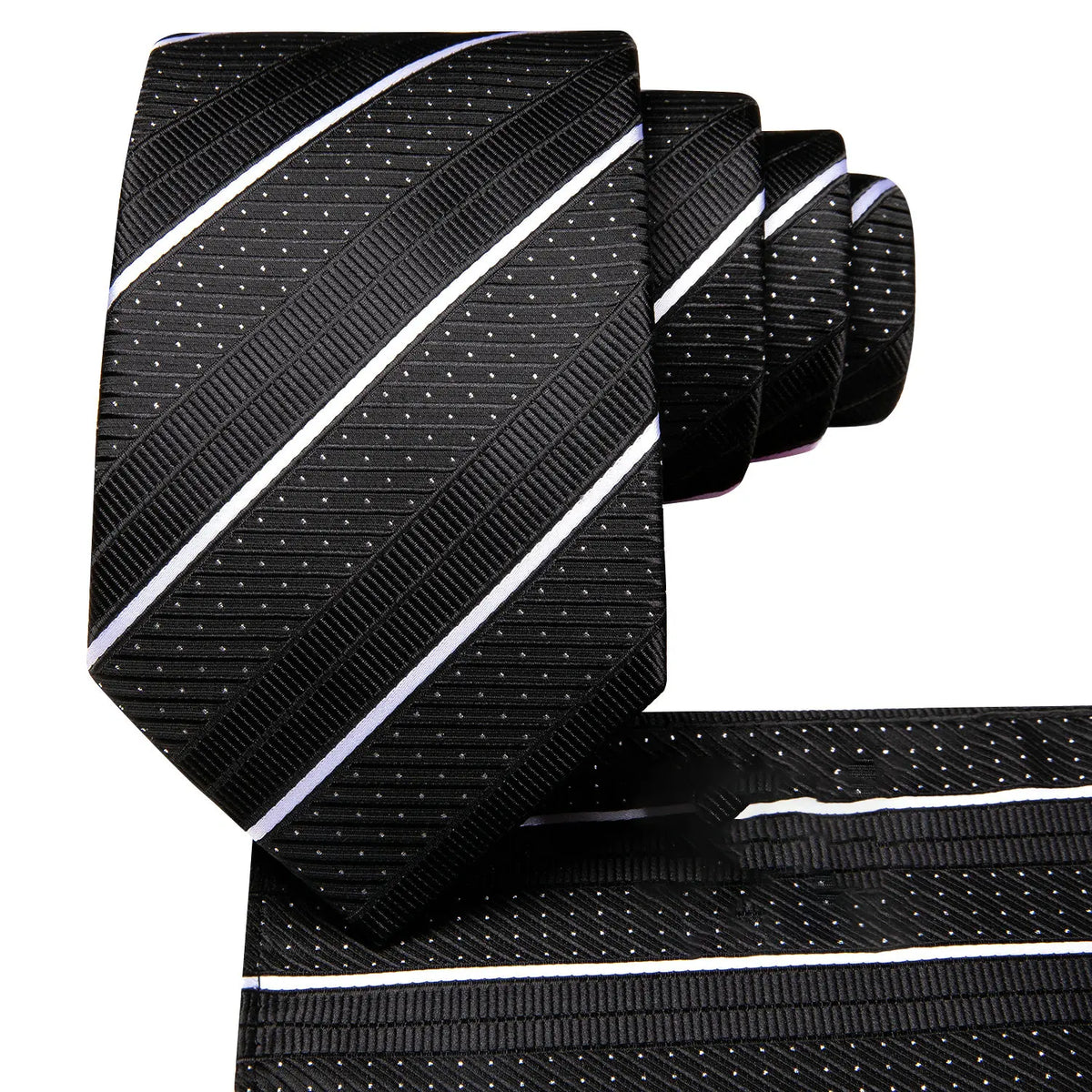Men's black silk tie, formal wear, learn how fold a pocket square