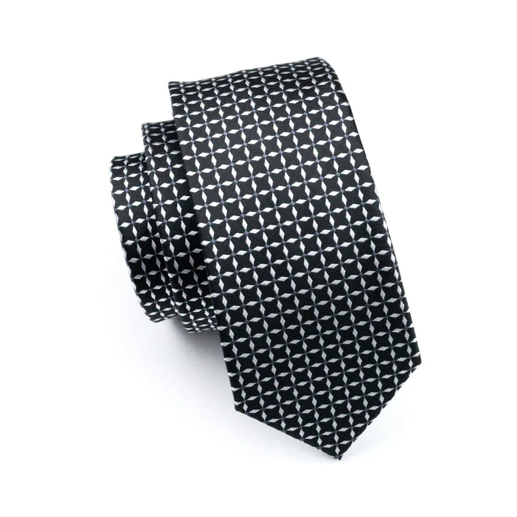 Men's black patterned tie, perfect for formal events, how fold a pocket square