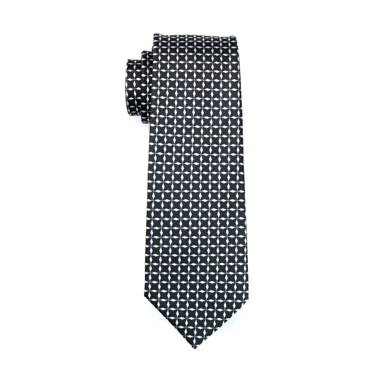 Black patterned tie, silk material, perfect for ties and how fold a pocket square