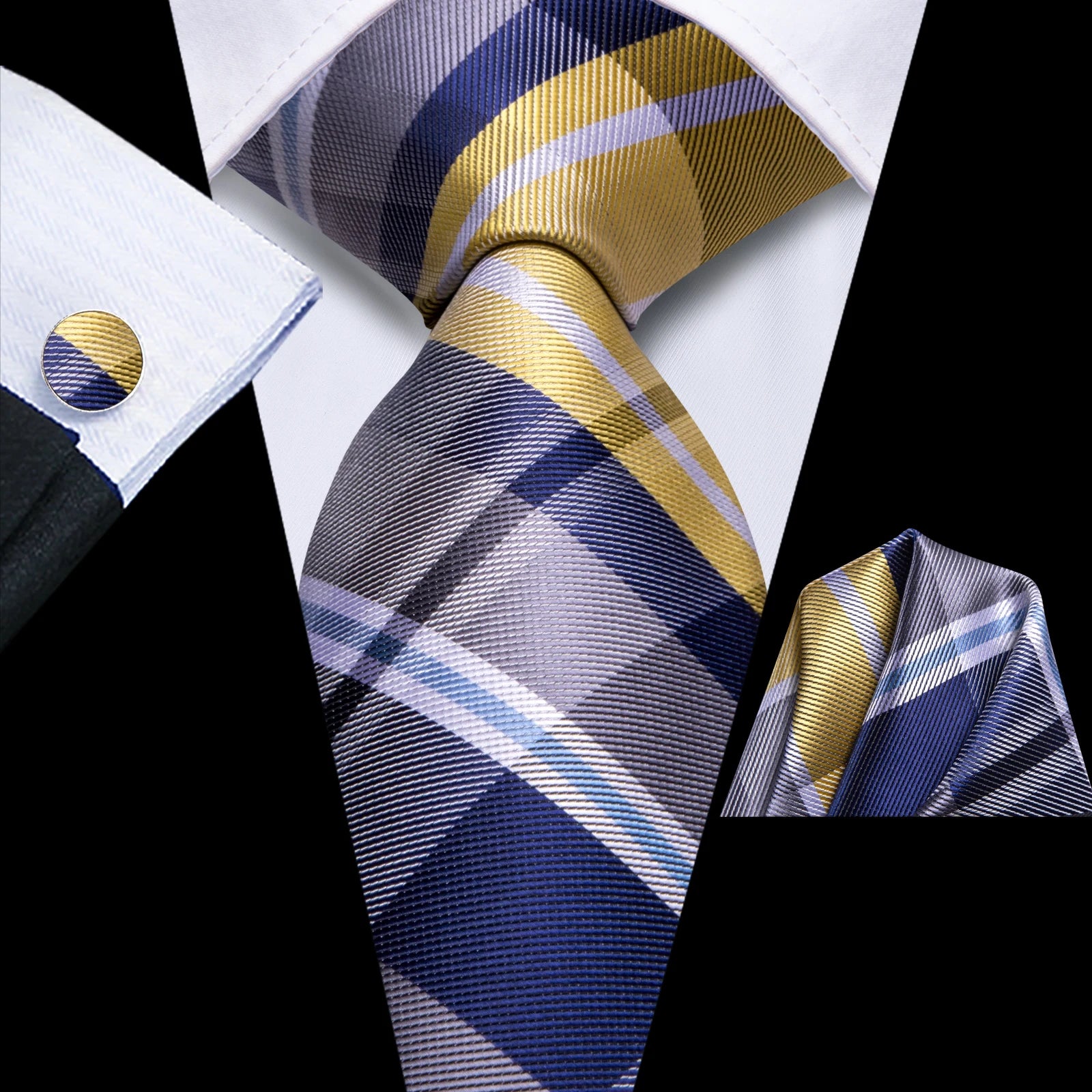 Men's striped tie and pocket square set, perfect for formal events on how fold a pocket square