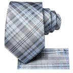Gray and blue plaid tie, perfect for how fold a pocket square