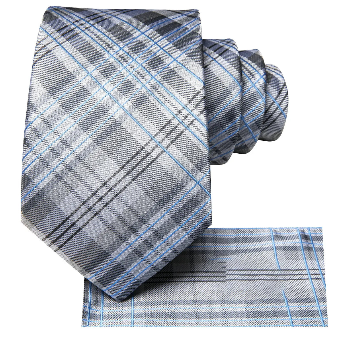 Gray and blue plaid tie, perfect for how fold a pocket square