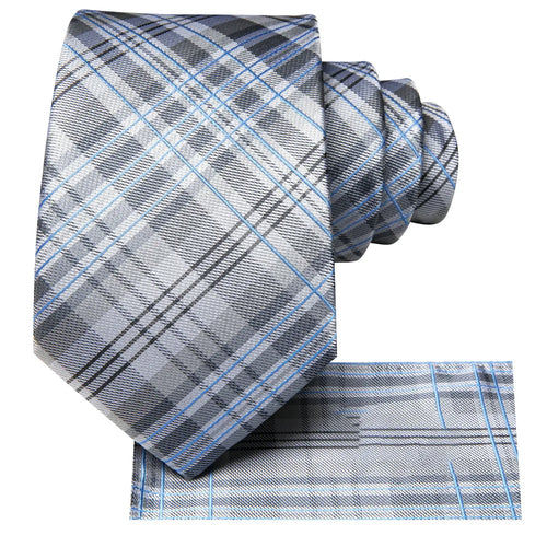 Gray and blue plaid tie, perfect for how fold a pocket square