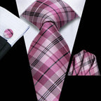 Men's pink plaid tie and pocket square with formal shirt, how fold a pocket square