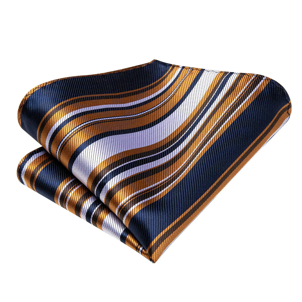 Silk pocket square in navy and gold, learn how fold a pocket square