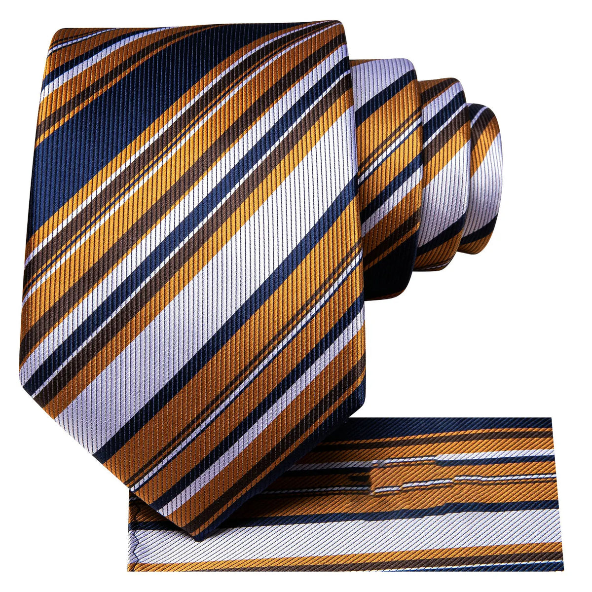 Striped silk tie set, how fold a pocket square